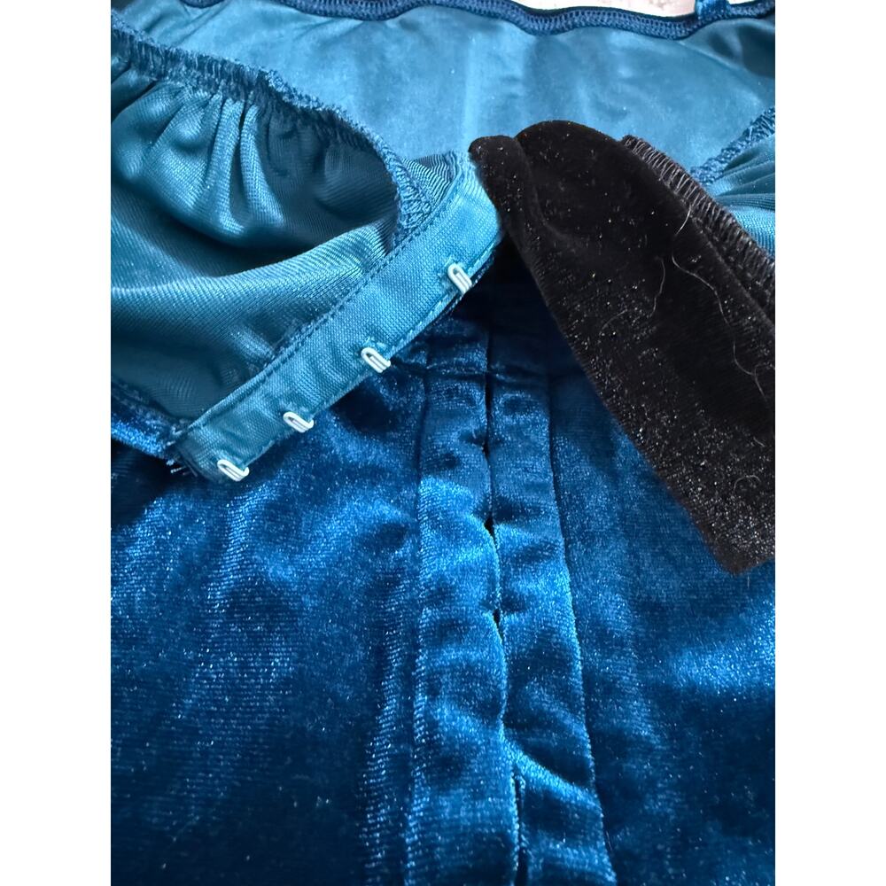 Cider Velvet Corset Bodysuit Jewel Tone Teal Blue XL Clasp Front Regency Lux - Picture 3 of 9